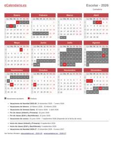 Vacaciones escolares 2026