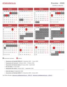 Vacaciones escolares 2026
