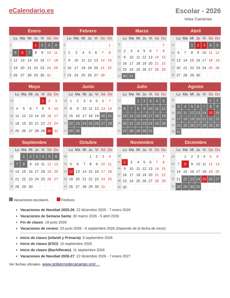 Vacaciones escolares 2026